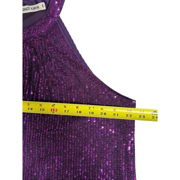 Grace Karen Purple SEQUIN Halter Top Plus 2X Whimsigoth Garden Fairy Holiday - Picture 5 of 7